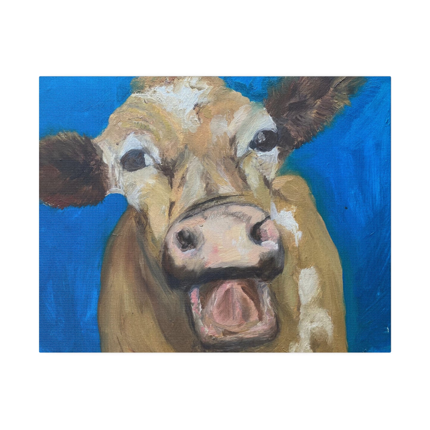 Happy Cow     Oil painting print Matte Canvas, Stretched, 0.75"