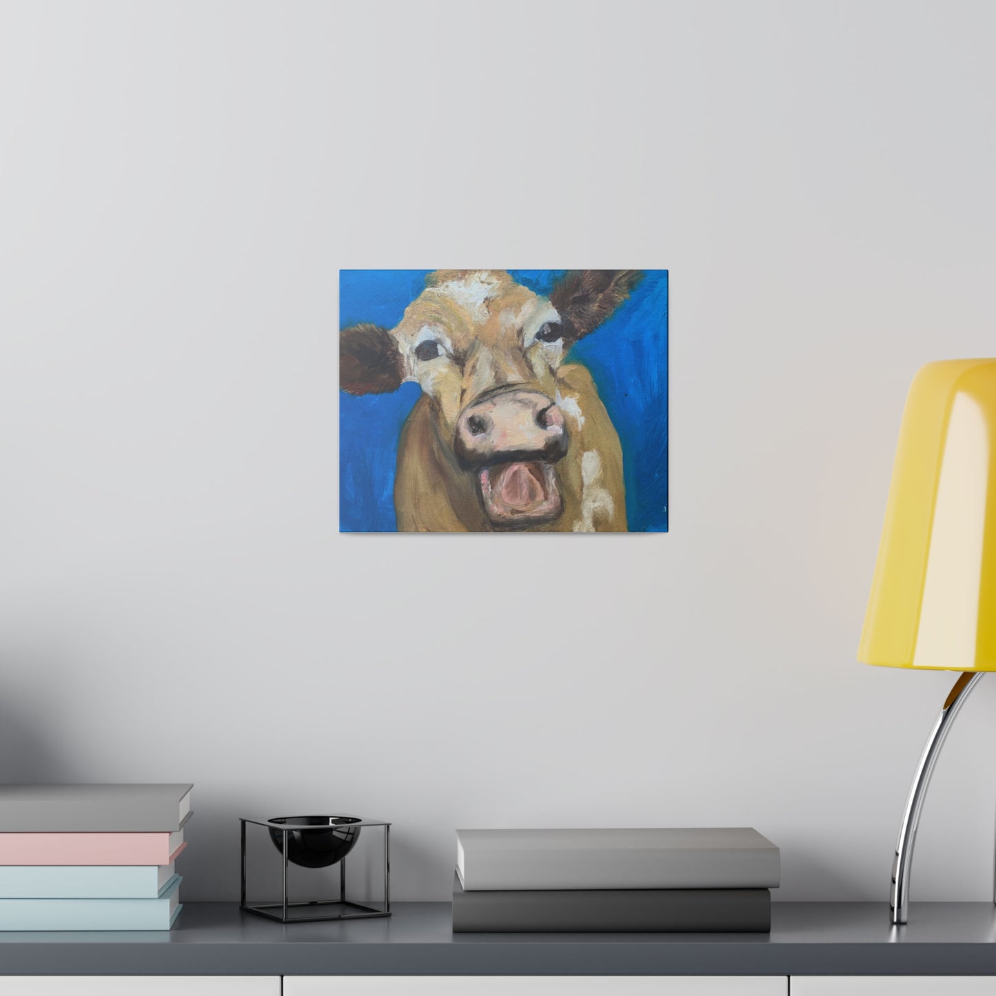 Happy Cow     Oil painting print Matte Canvas, Stretched, 0.75"