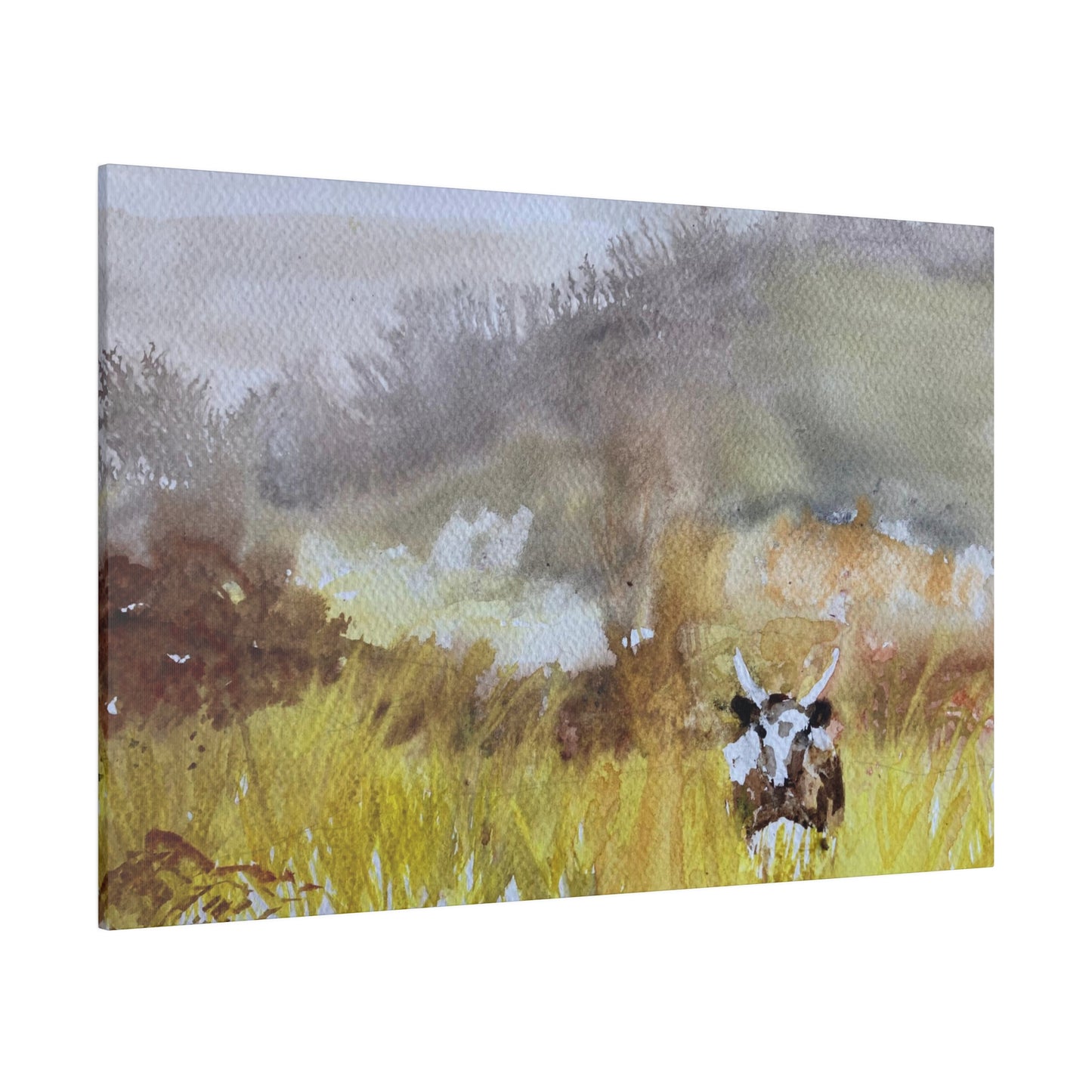 Autumn Landscape with a Tetford Longhorn Cow Matte Canvas, Stretched, 0.75"