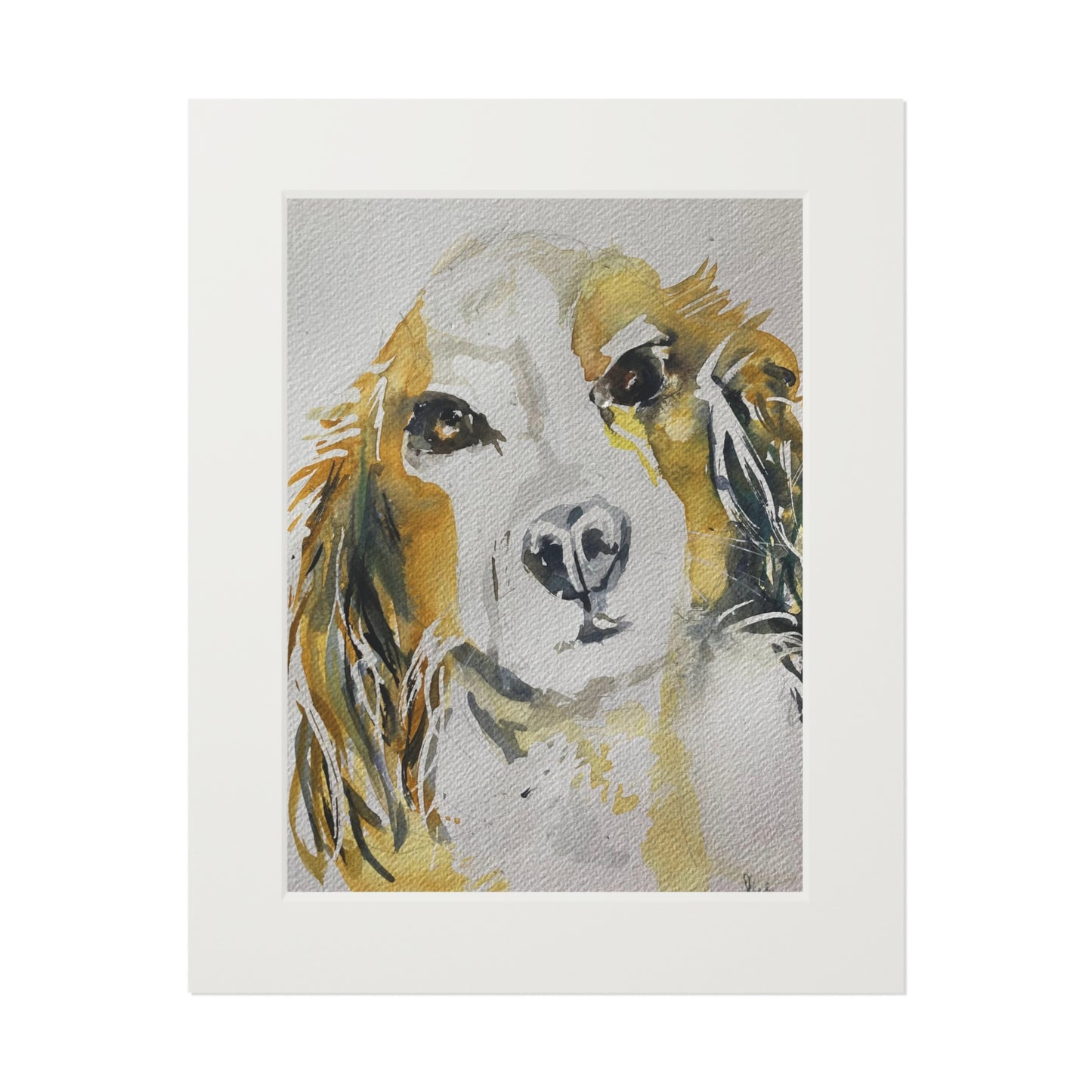 Dog protrait in water colour Fine Art Prints (Passepartout Paper Frame)