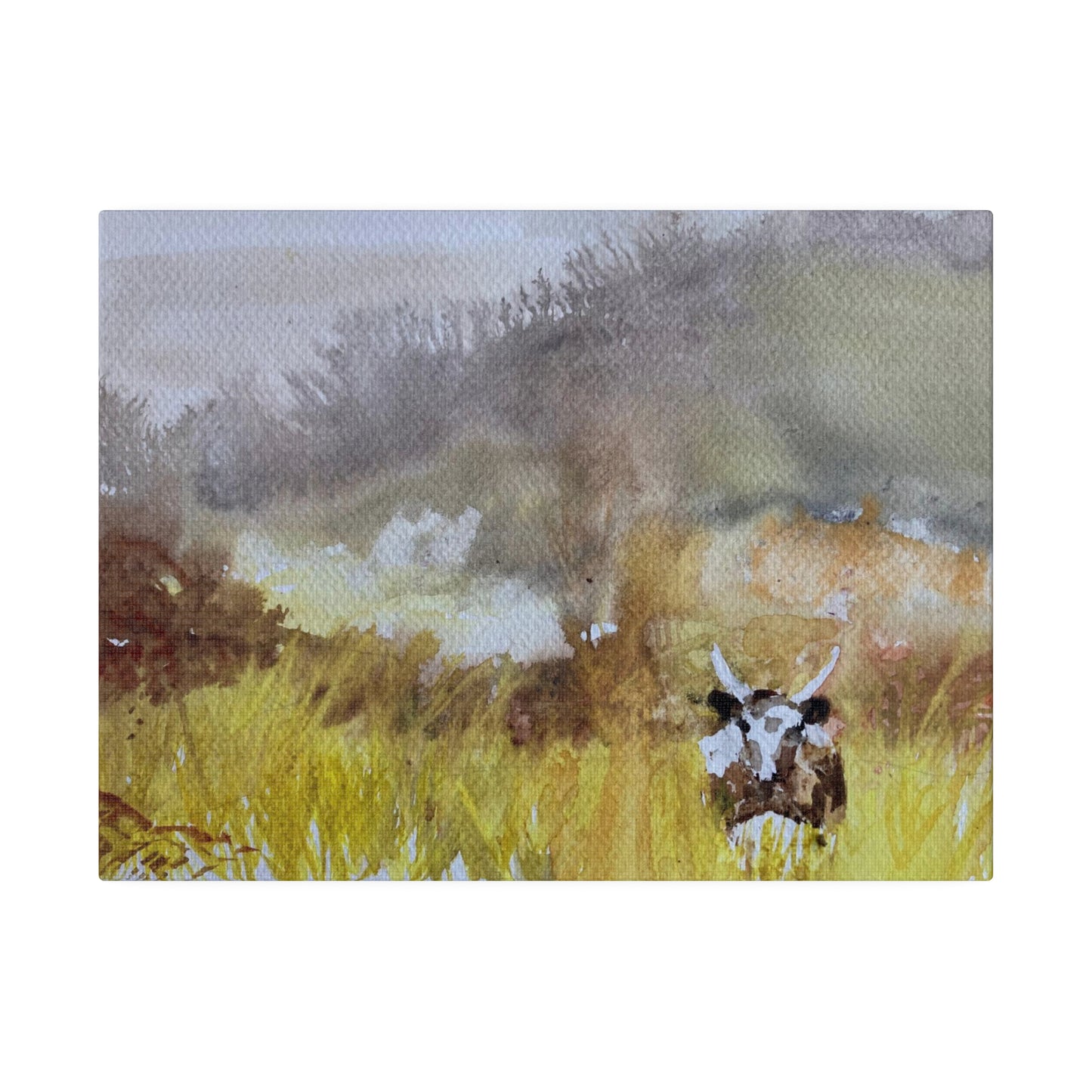 Autumn Landscape with a Tetford Longhorn Cow Matte Canvas, Stretched, 0.75"