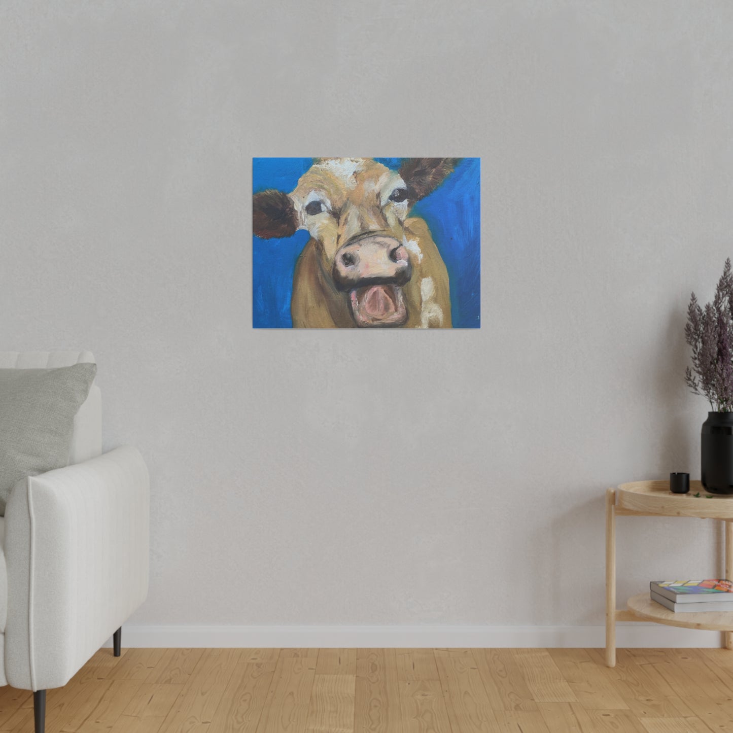 Happy Cow     Oil painting print Matte Canvas, Stretched, 0.75"