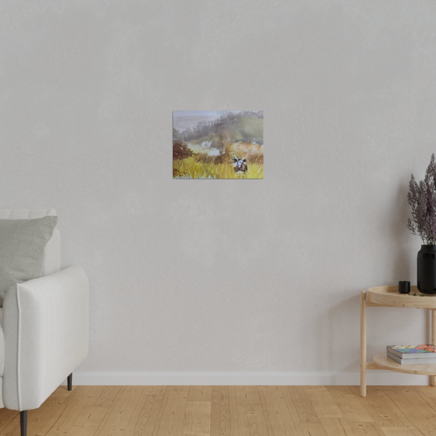 Autumn Landscape with a Tetford Longhorn Cow Matte Canvas, Stretched, 0.75"