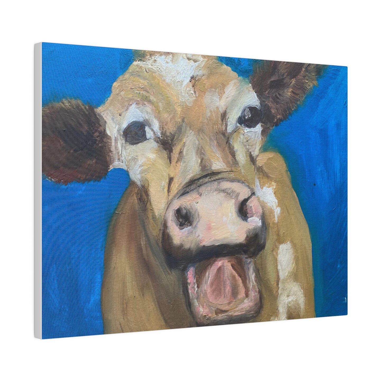 Happy Cow     Oil painting print Matte Canvas, Stretched, 0.75"