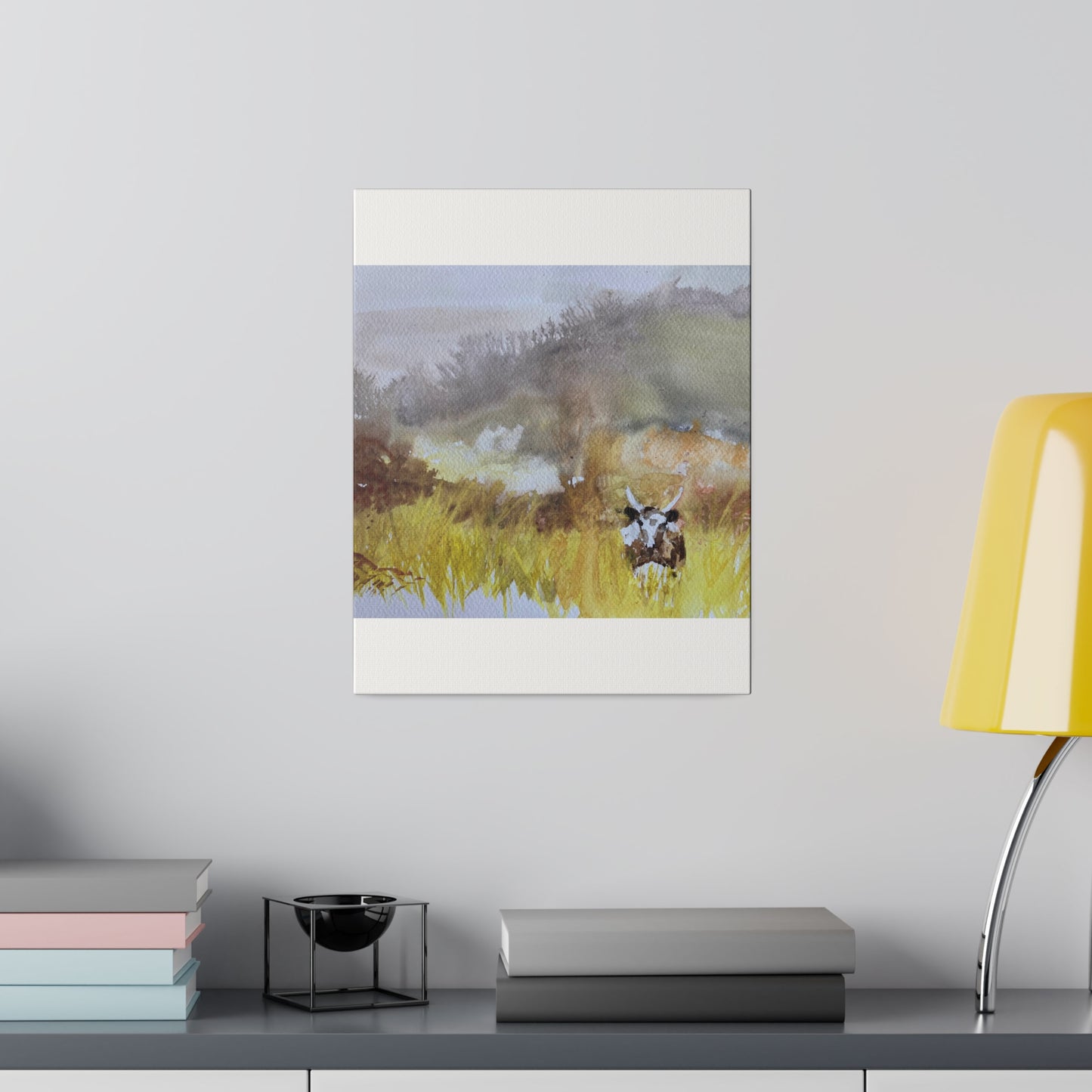 Autumn Landscape with a Tetford Longhorn Cow Matte Canvas, Stretched, 0.75"