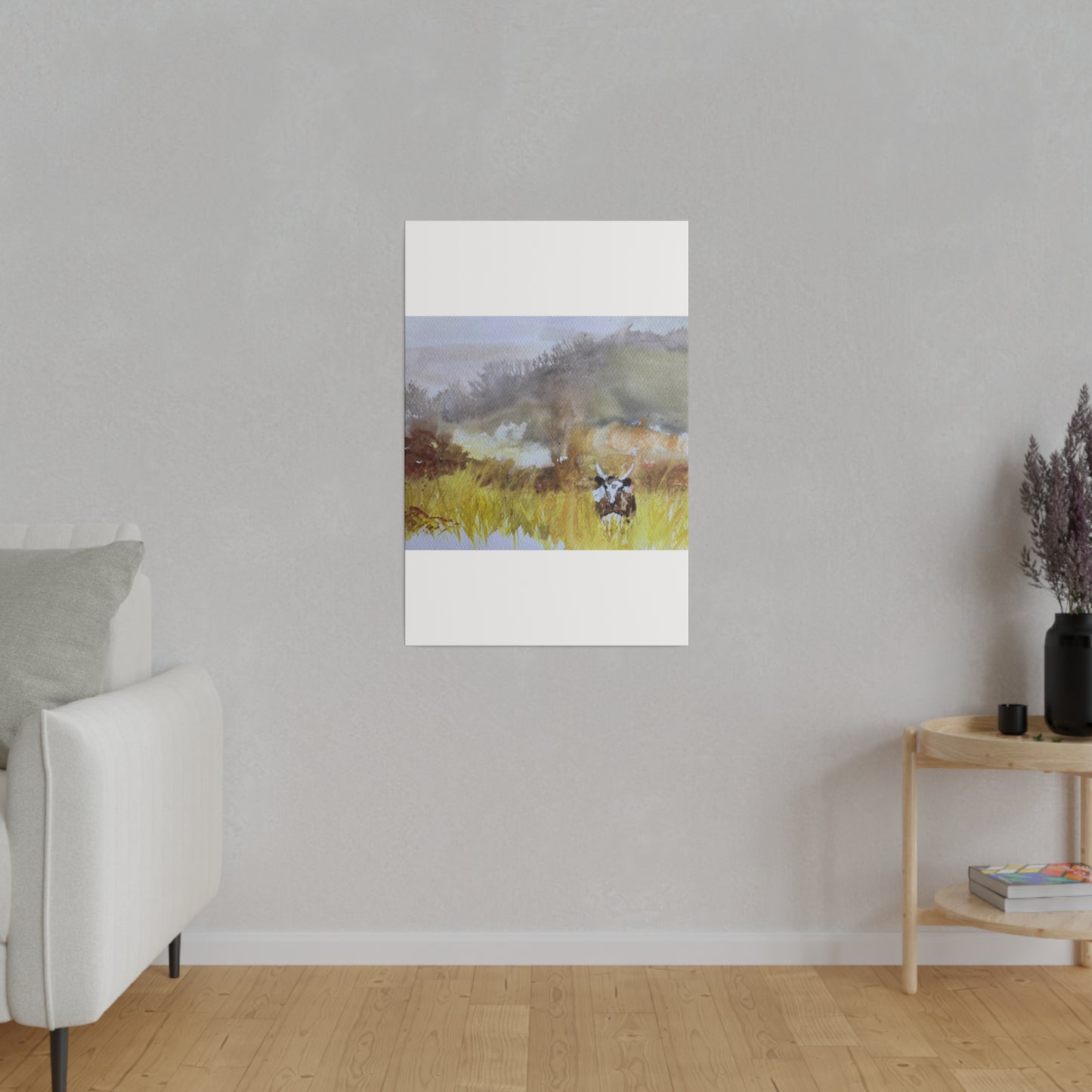 Autumn Landscape with a Tetford Longhorn Cow Matte Canvas, Stretched, 0.75"