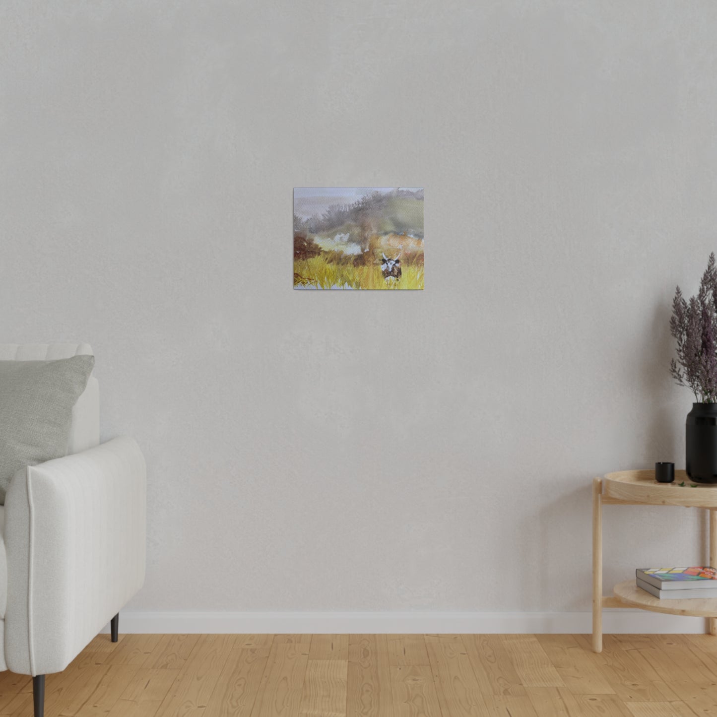 Autumn Landscape with a Tetford Longhorn Cow Matte Canvas, Stretched, 0.75"