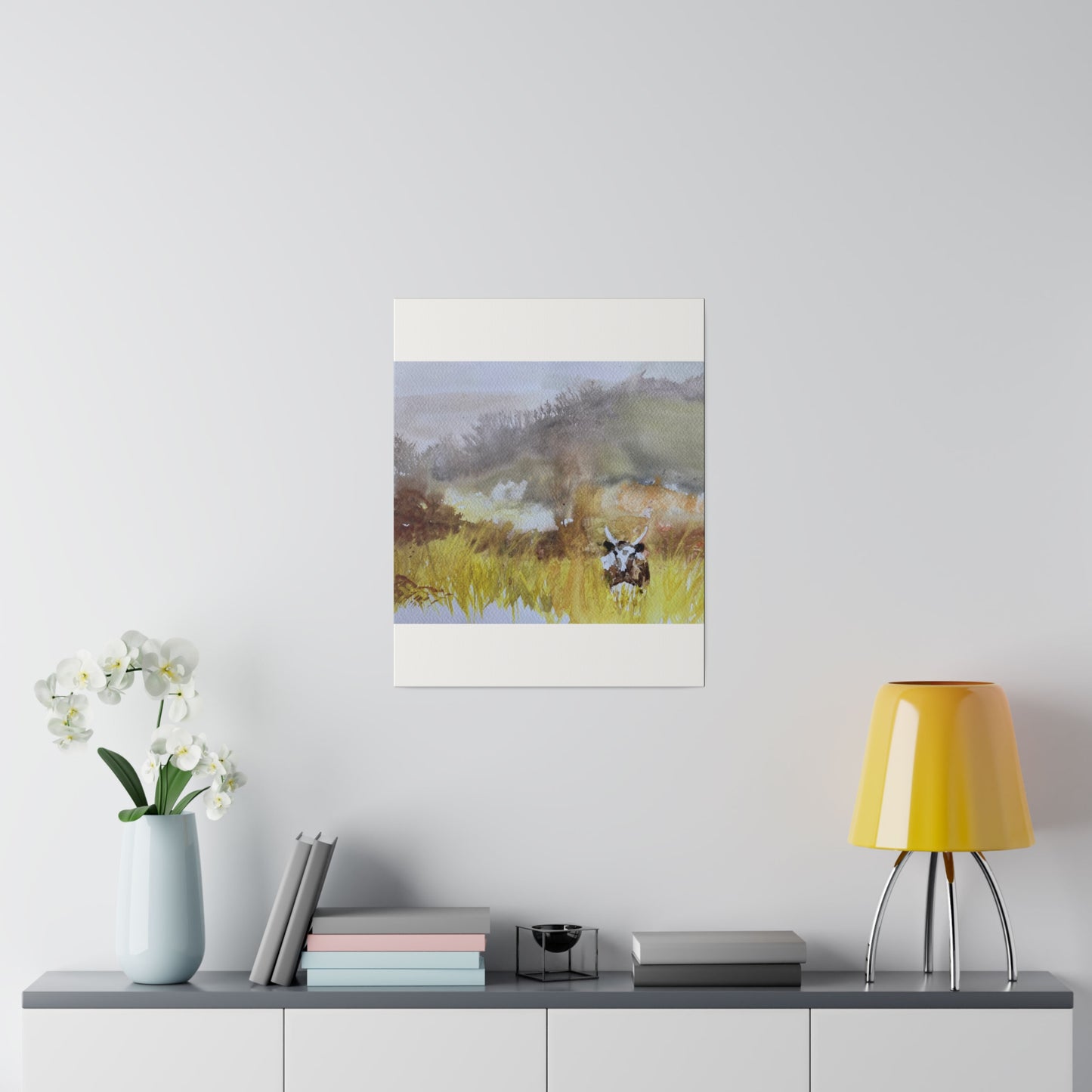 Autumn Landscape with a Tetford Longhorn Cow Matte Canvas, Stretched, 0.75"