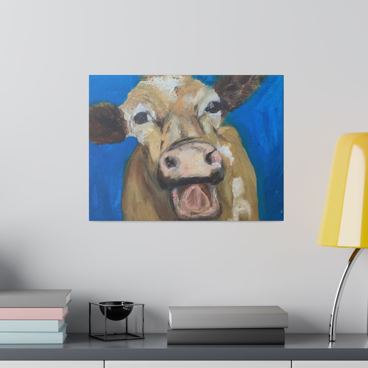 Happy Cow     Oil painting print Matte Canvas, Stretched, 0.75"