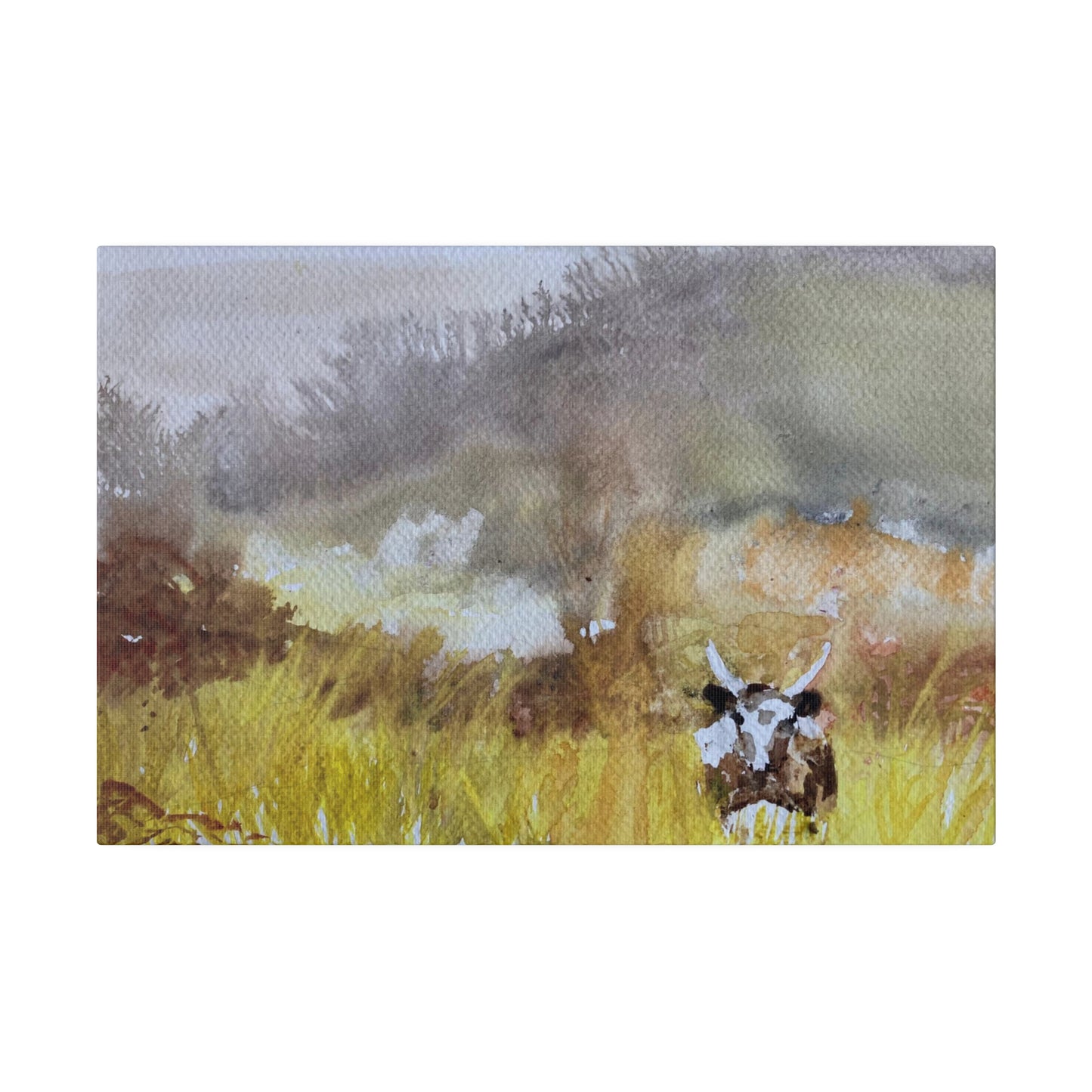 Autumn Landscape with a Tetford Longhorn Cow Matte Canvas, Stretched, 0.75"