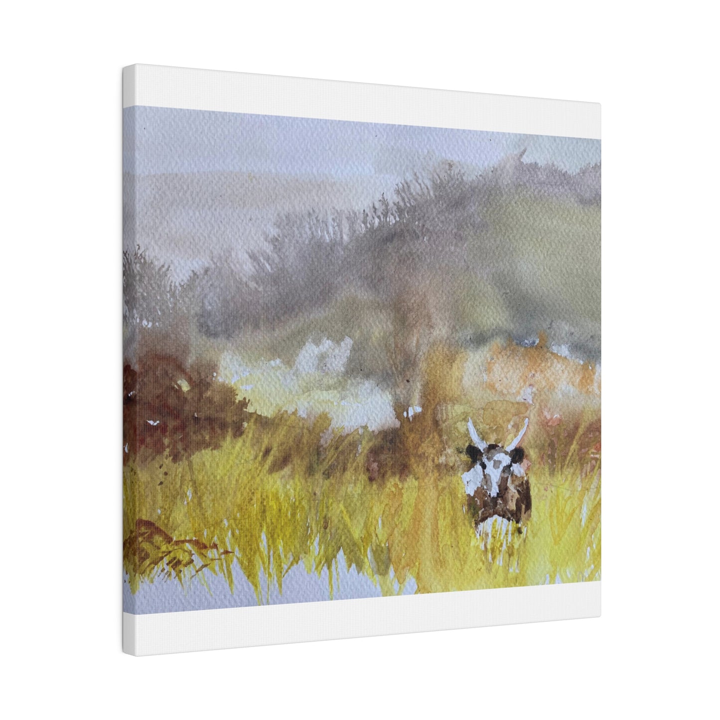 Autumn Landscape with a Tetford Longhorn Cow Matte Canvas, Stretched, 0.75"