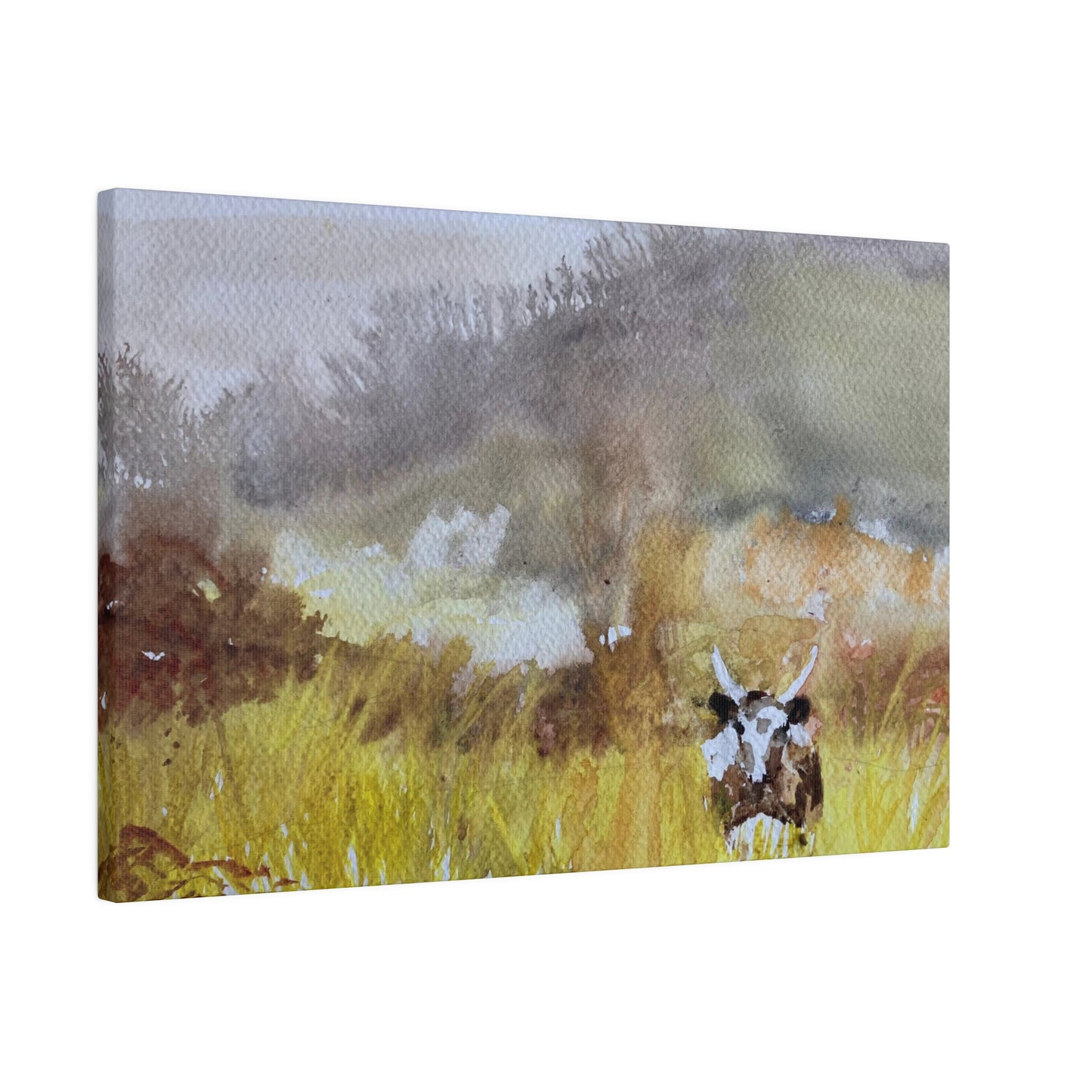 Autumn Landscape with a Tetford Longhorn Cow Matte Canvas, Stretched, 0.75"