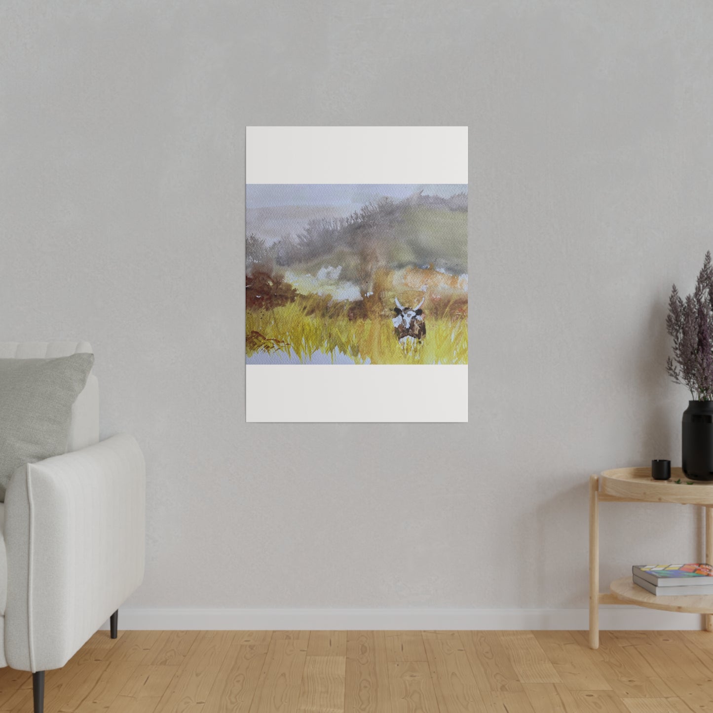 Autumn Landscape with a Tetford Longhorn Cow Matte Canvas, Stretched, 0.75"