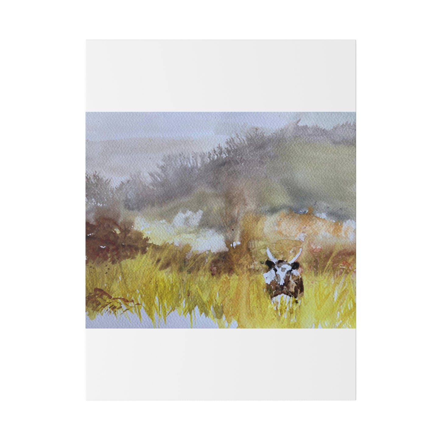 Autumn Landscape with a Tetford Longhorn Cow Matte Canvas, Stretched, 0.75"