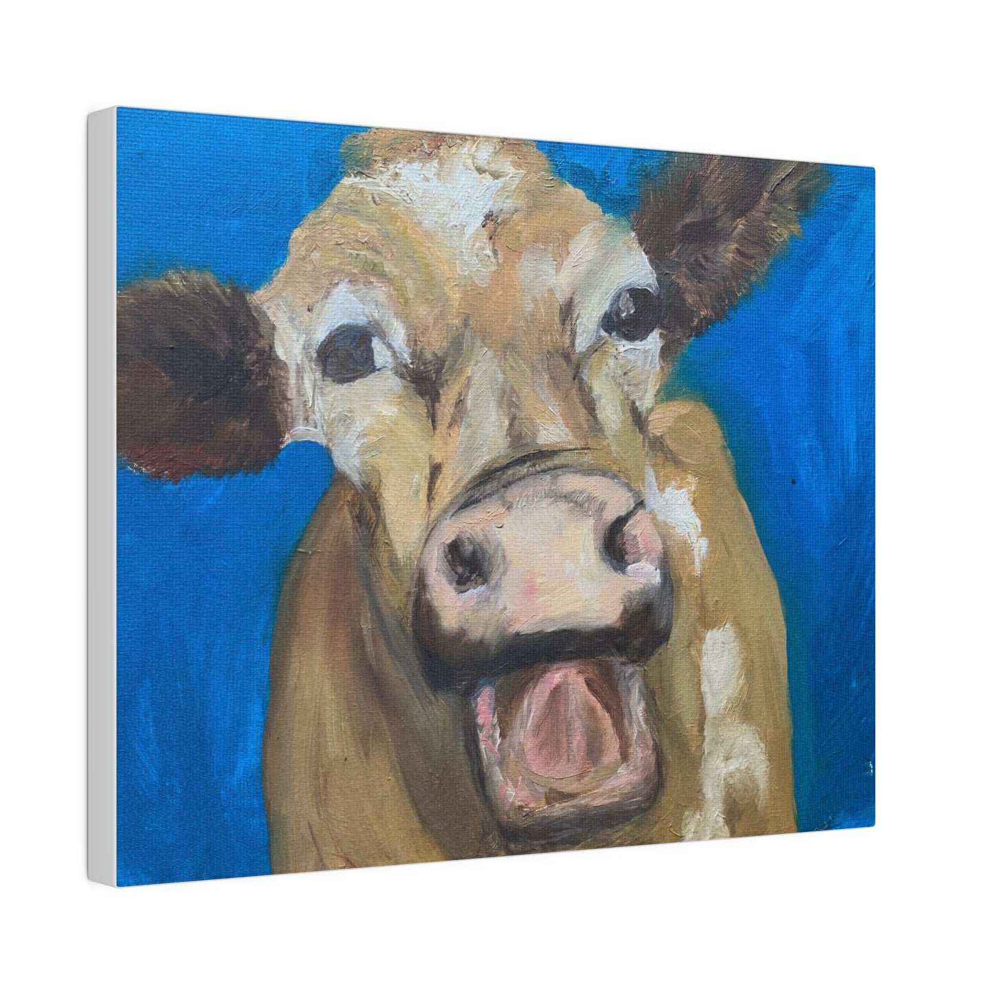 Happy Cow     Oil painting print Matte Canvas, Stretched, 0.75"