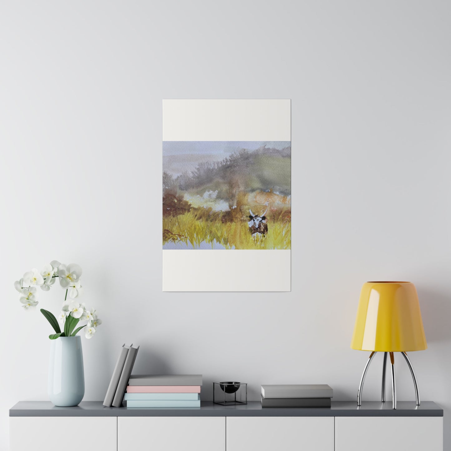 Autumn Landscape with a Tetford Longhorn Cow Matte Canvas, Stretched, 0.75"