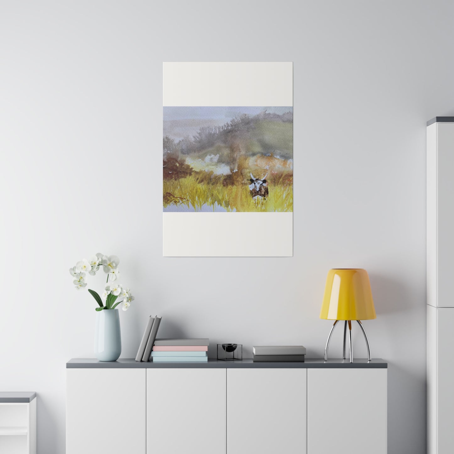 Autumn Landscape with a Tetford Longhorn Cow Matte Canvas, Stretched, 0.75"