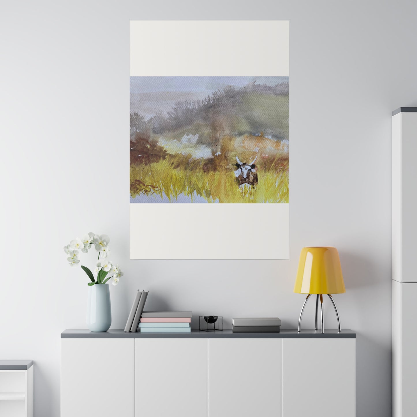 Autumn Landscape with a Tetford Longhorn Cow Matte Canvas, Stretched, 0.75"