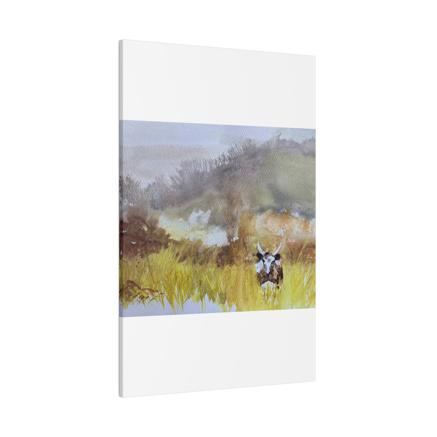 Autumn Landscape with a Tetford Longhorn Cow Matte Canvas, Stretched, 0.75"