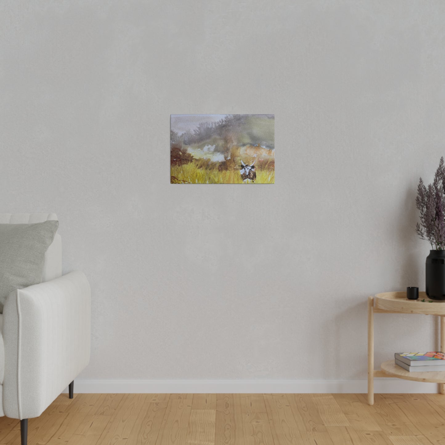 Autumn Landscape with a Tetford Longhorn Cow Matte Canvas, Stretched, 0.75"