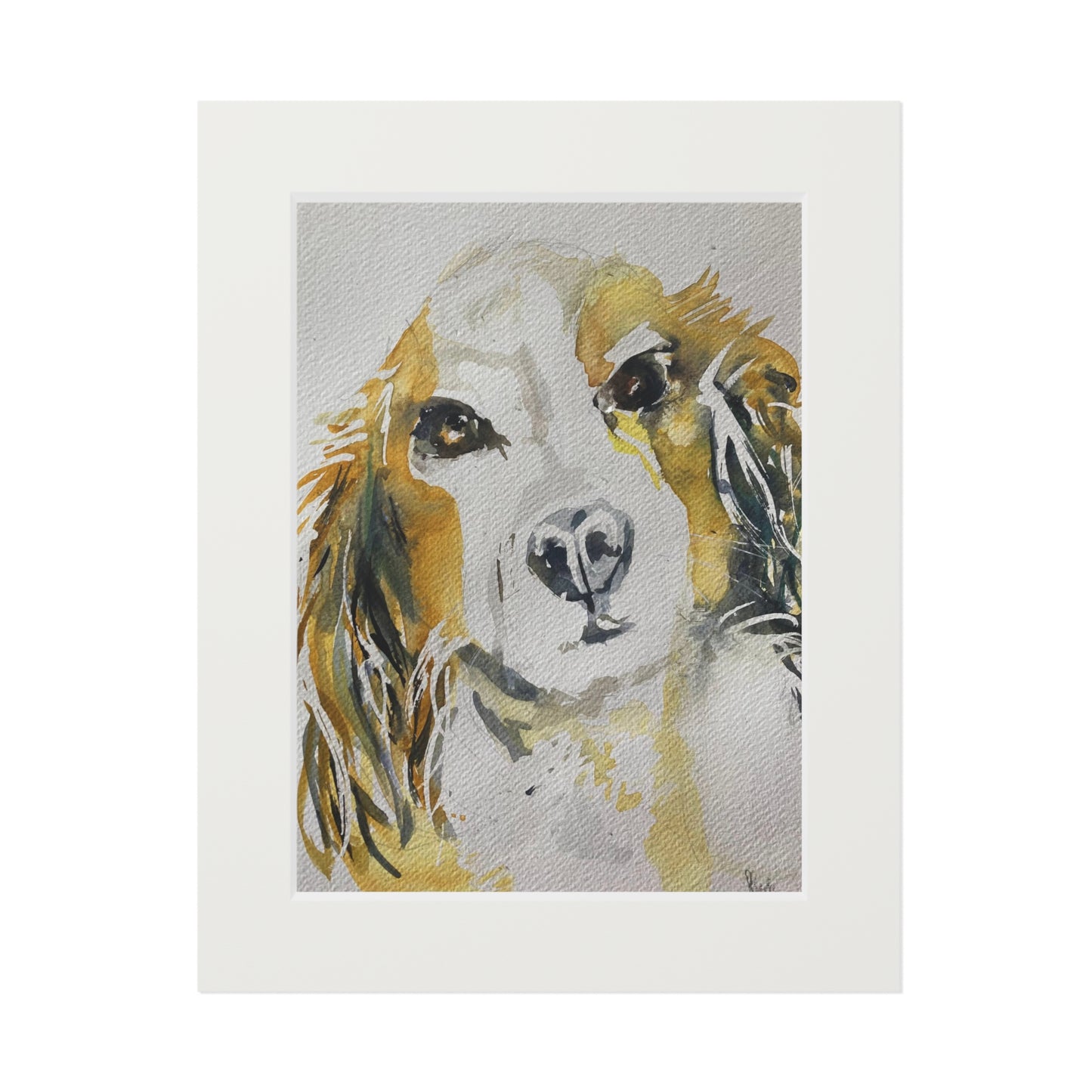 Dog protrait in water colour Fine Art Prints (Passepartout Paper Frame)