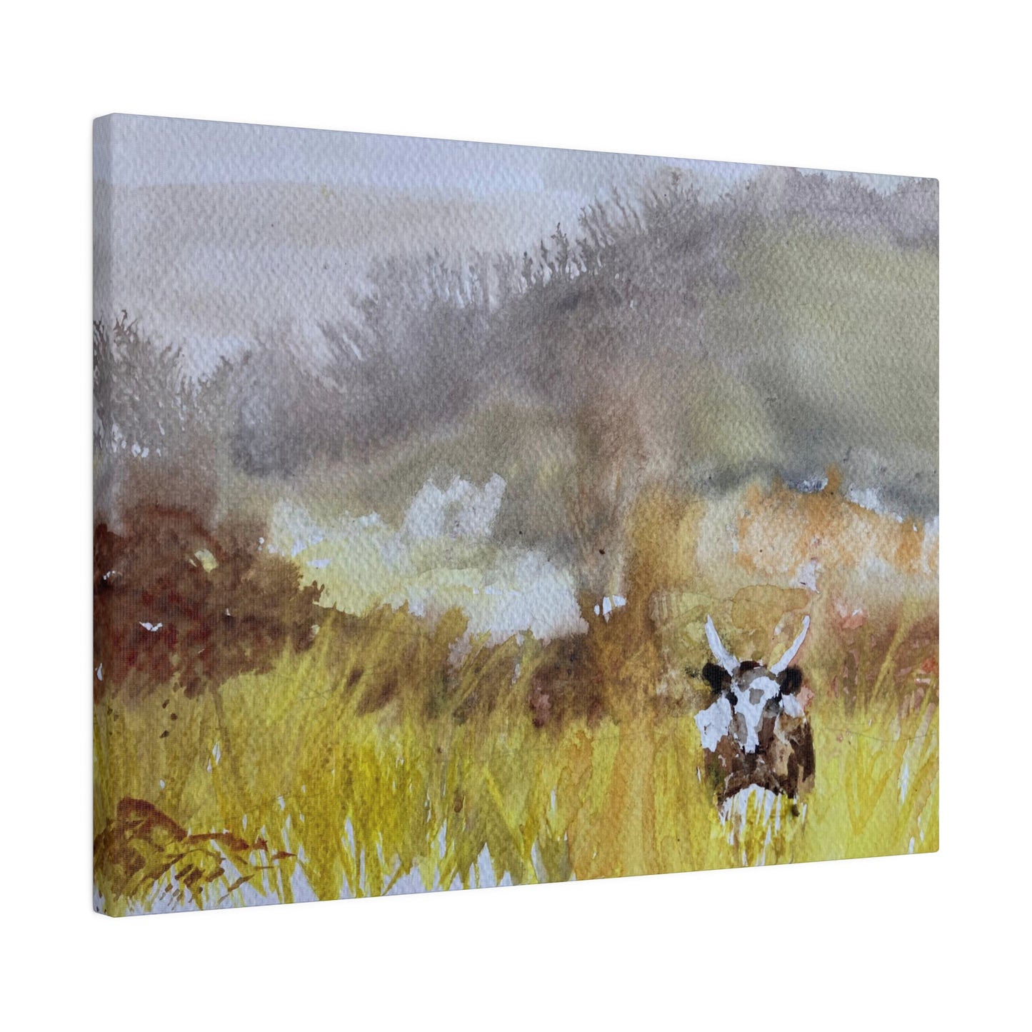 Autumn Landscape with a Tetford Longhorn Cow Matte Canvas, Stretched, 0.75"