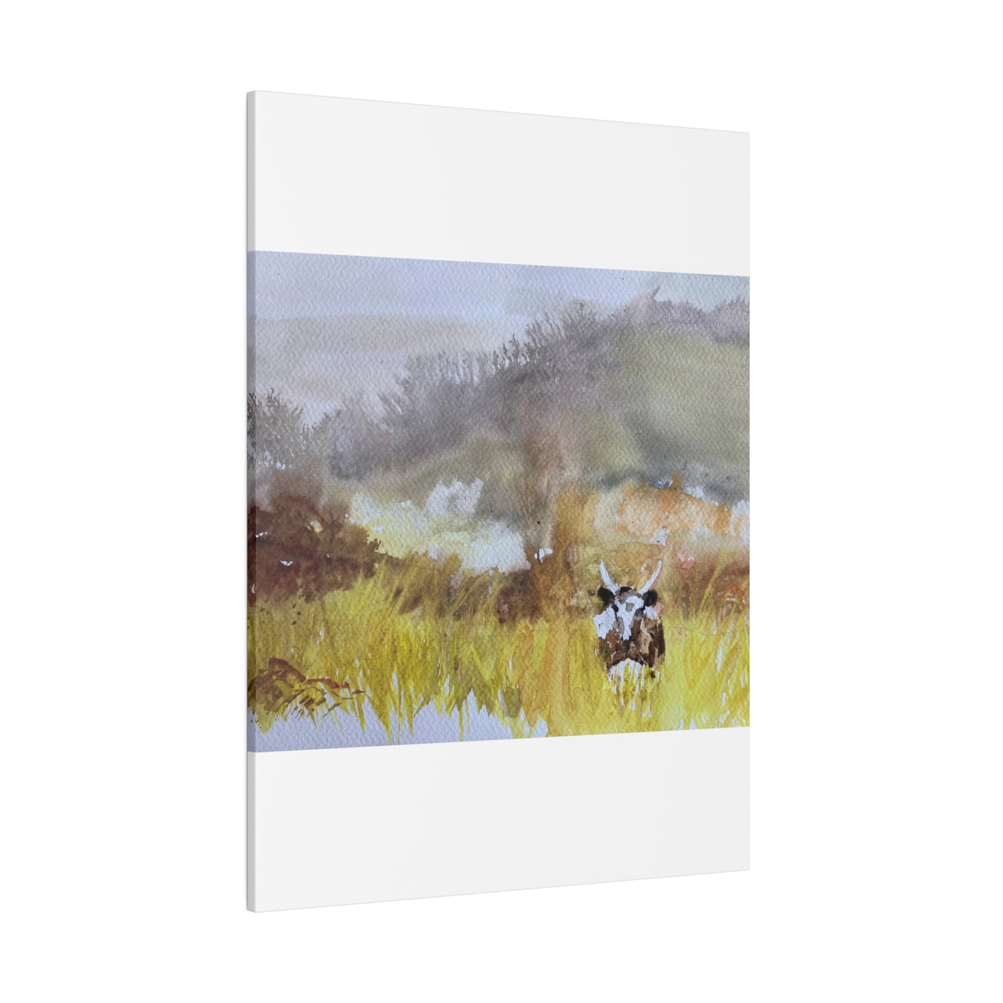 Autumn Landscape with a Tetford Longhorn Cow Matte Canvas, Stretched, 0.75"