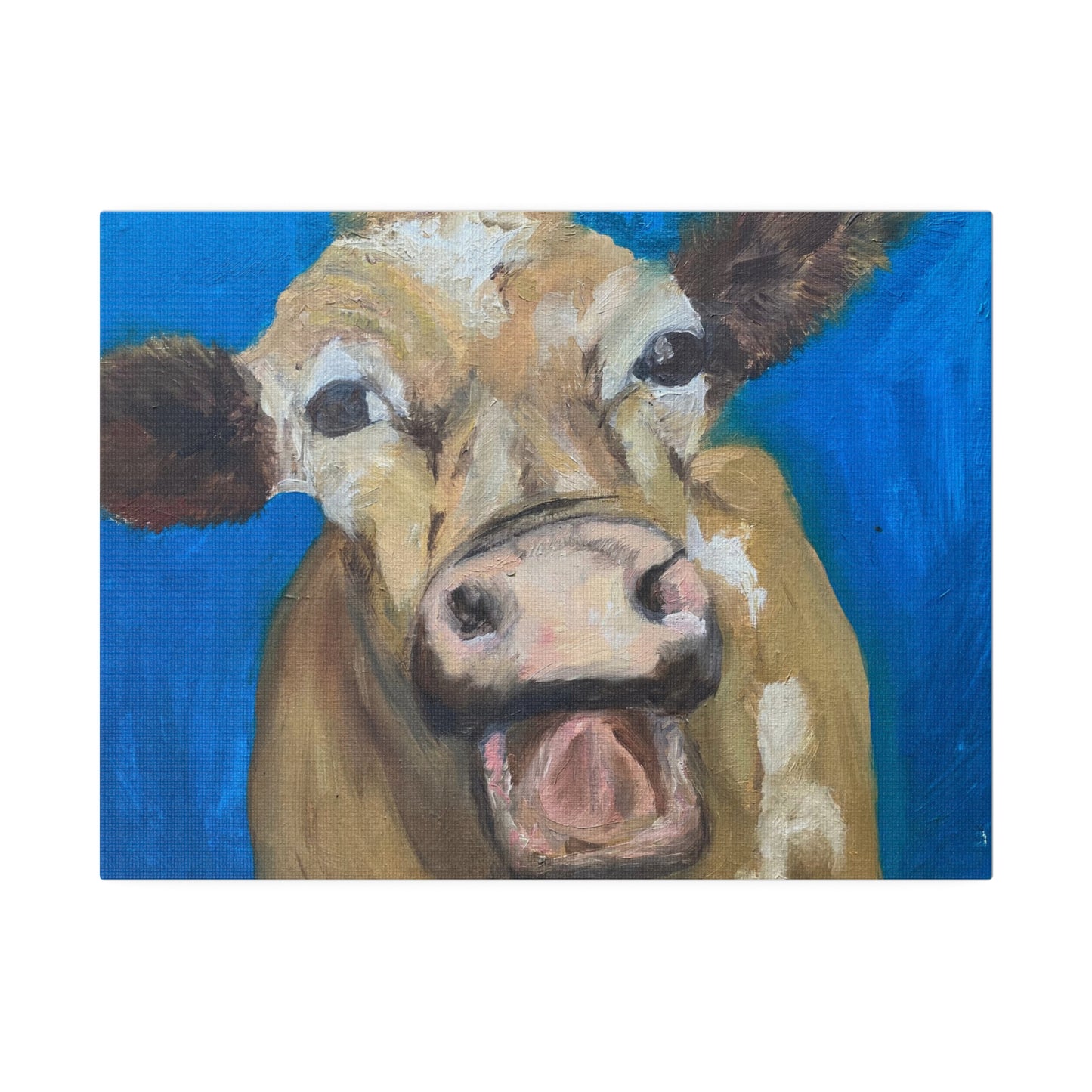 Happy Cow     Oil painting print Matte Canvas, Stretched, 0.75"