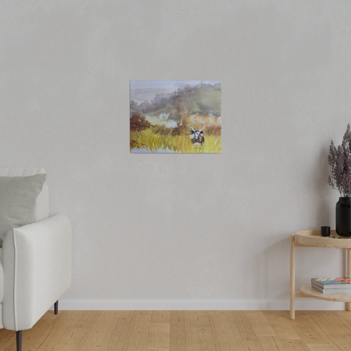 Autumn Landscape with a Tetford Longhorn Cow Matte Canvas, Stretched, 0.75"