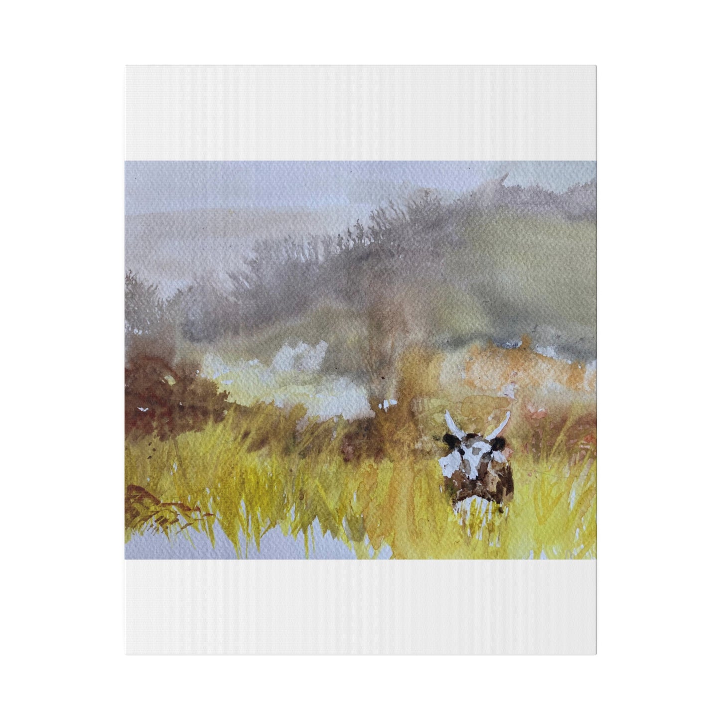 Autumn Landscape with a Tetford Longhorn Cow Matte Canvas, Stretched, 0.75"